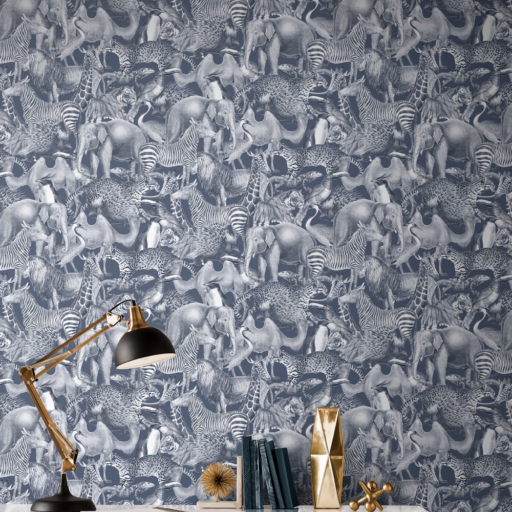 Kingdom Gecko Wallpaper 105475 by Graham & Brown in Blue White